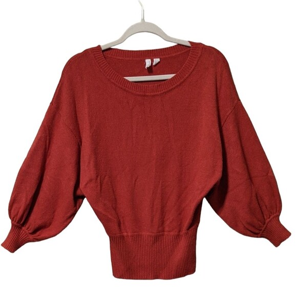 MOTH Anthropologie burnt orange balloon sleeve cabin crewneck pull over sweater - Picture 1 of 7